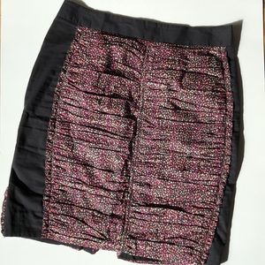 J. Crew black skirt with pink & coral dots!